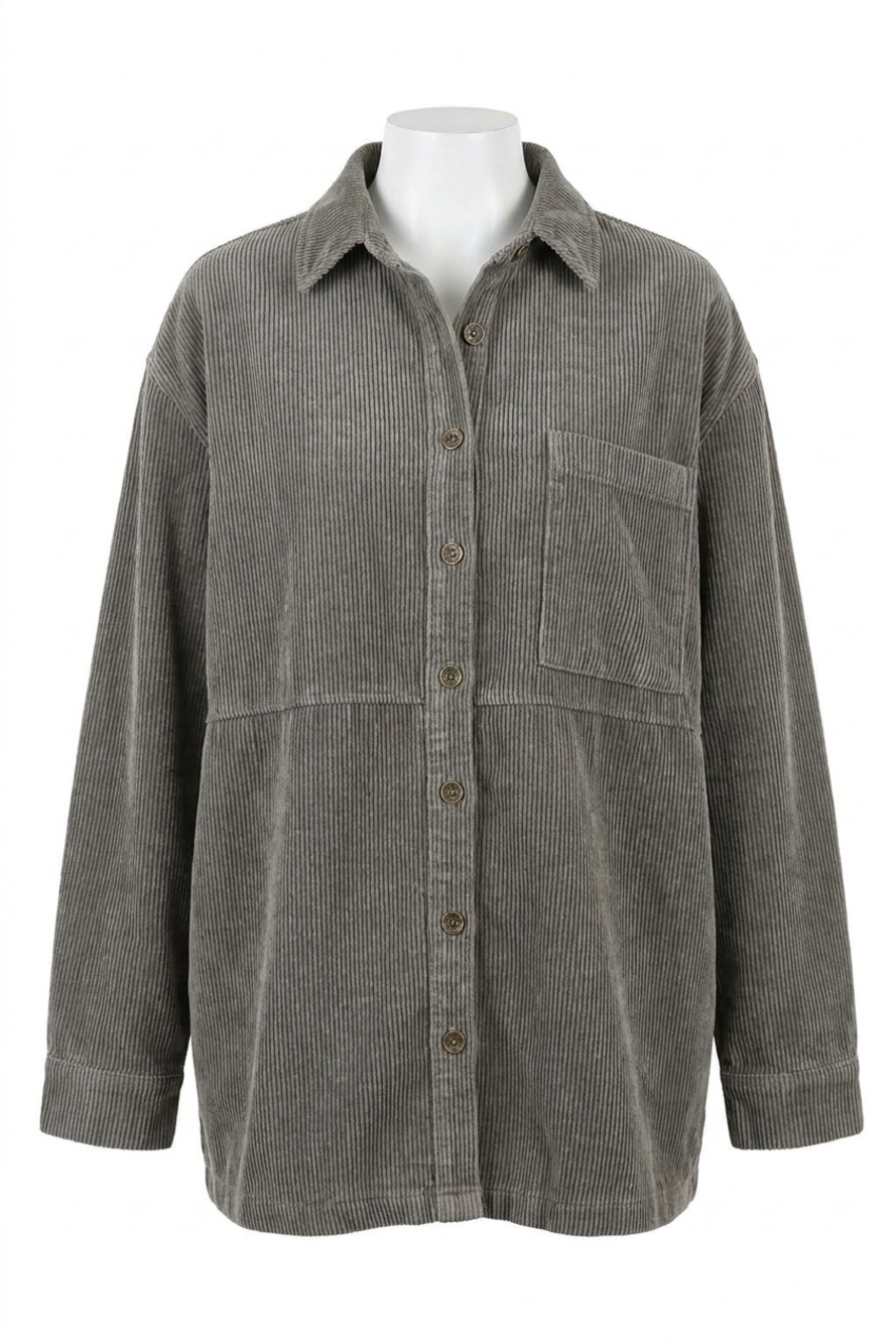 NEW EE:SOME dream on corduroy shirt in washed grey